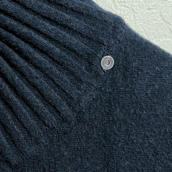 White + Warren Cardigan XS Sweater Black Coatigan Wool Blend Patch Knit - Picture 8 of 8